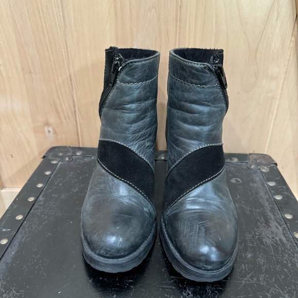 Dromedaries Leather Booties Size 6 36 Black Gray Leather Suede Short Boots Shoes - Picture 15 of 15